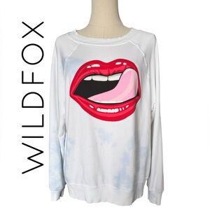 Wildfox Lips Licking Tye Dye Jumper Sweatshirt Pullover Size Small